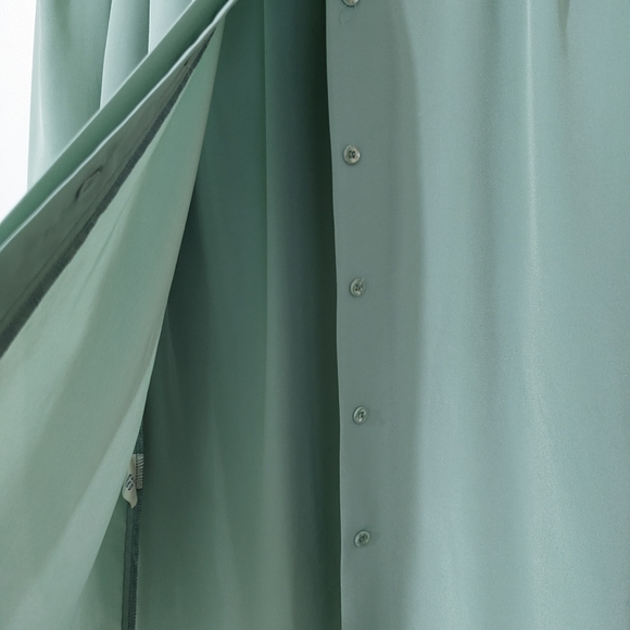 Vintage Light Teal Button Neck Wrap Long Sleeve Size 12 - Picture 2 of 6